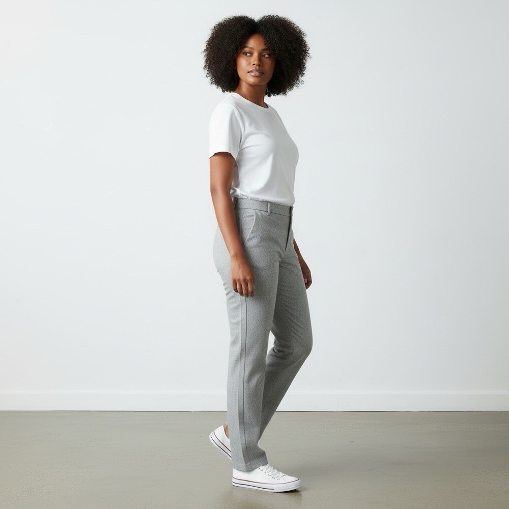NEW Lee Straight Leg Mid Rise Wrinkle Free Ash Heather Women 18 Long PLUS Office
